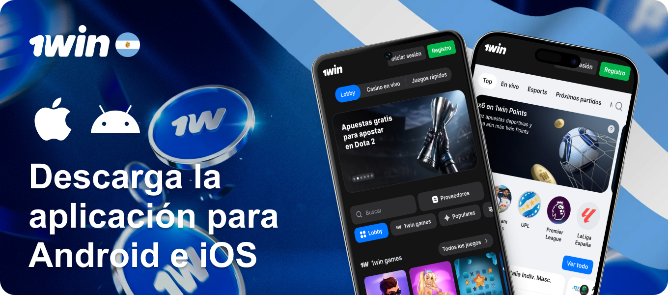 Aplicación móvil 1win - descárgala para dispositivos Android e iOS en Argentina